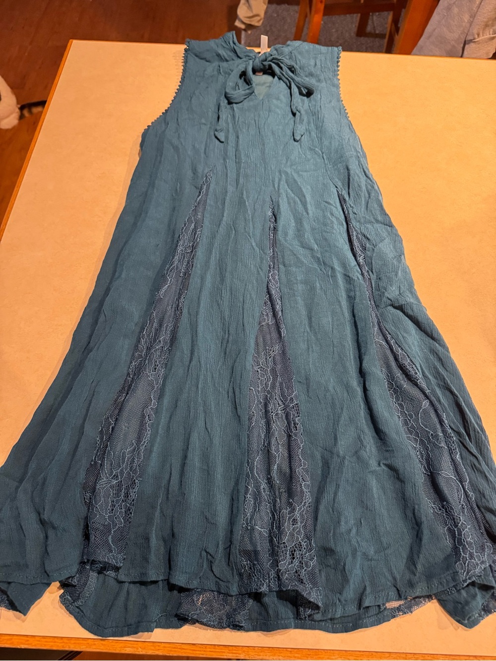 Xhilaration Teal Sleeveless Tie-Neck Midi Dress